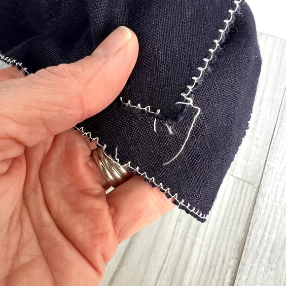 Neiman Marcus Linen Navy Blue Dress Asymmetrical Hem Maxi Medium - Picture 4 of 8